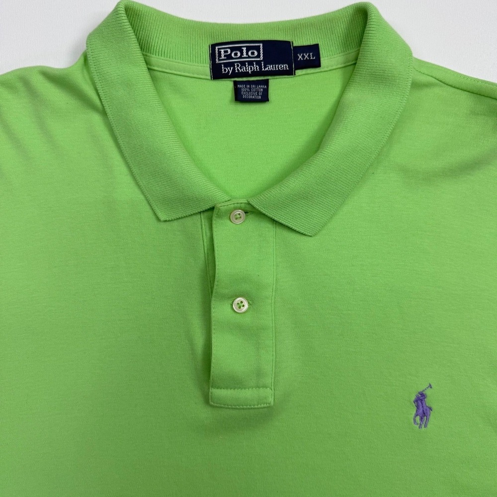 Polo Ralph Lauren Polo Mens XXL Green Short Sleeve Purple Pony Logo Golf Preppy